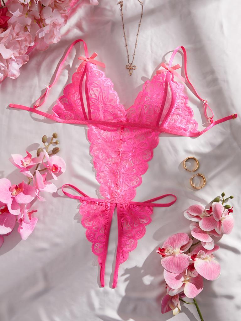 Open Chest Sexy Bodysuit Crotchless Adult Erotic Women's Lingerie Lace V-neck Perspective Underwear Valentine's Gift