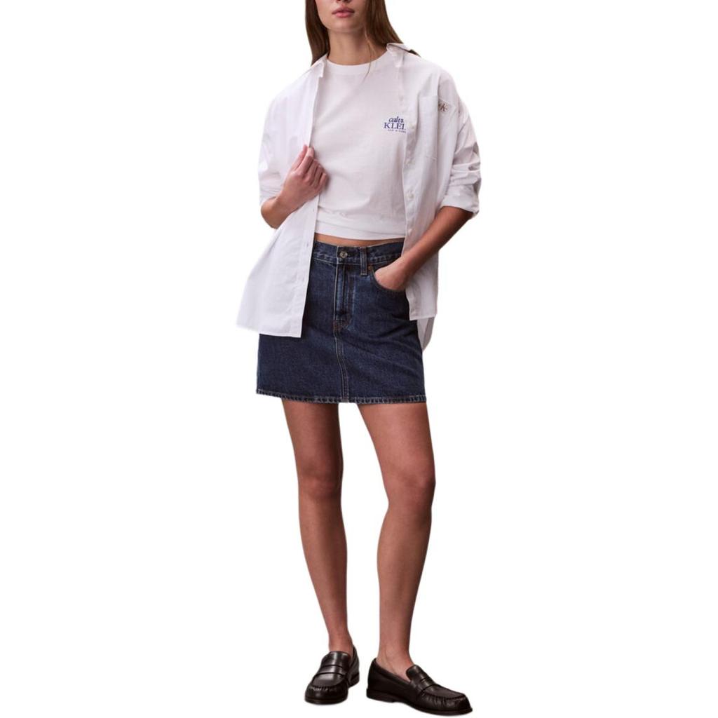 Calvin Klein Loose Fit Round Neck Drop Shoulder Letter Short Sleeve T-Shirt Women Tops 47F801G-YAF