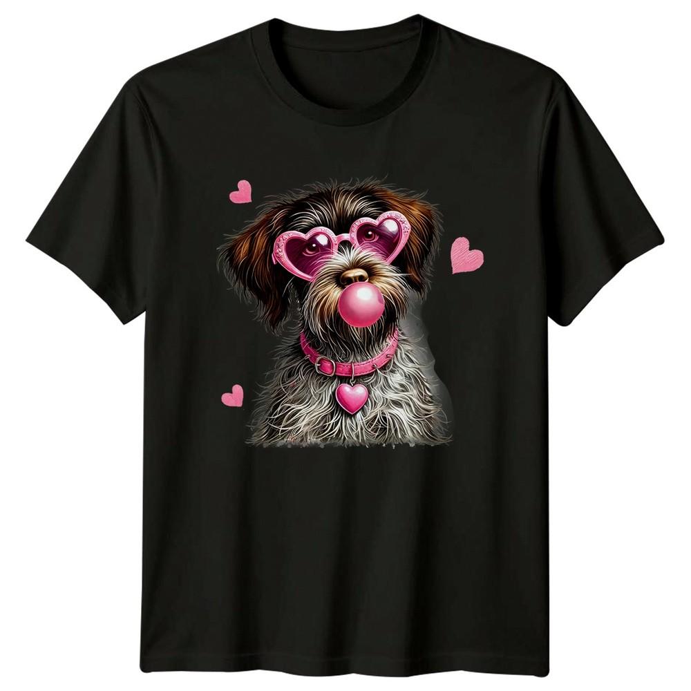 Dog Hearts Sunglasses Bubblegum Dogs Animals Unisexs TShirt Unisexs Tee Graphic Top