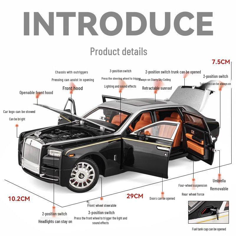 1:18 Scale Rolls-Royce Phantom Alloy Car Model - Collector's Item and Decorative Piece