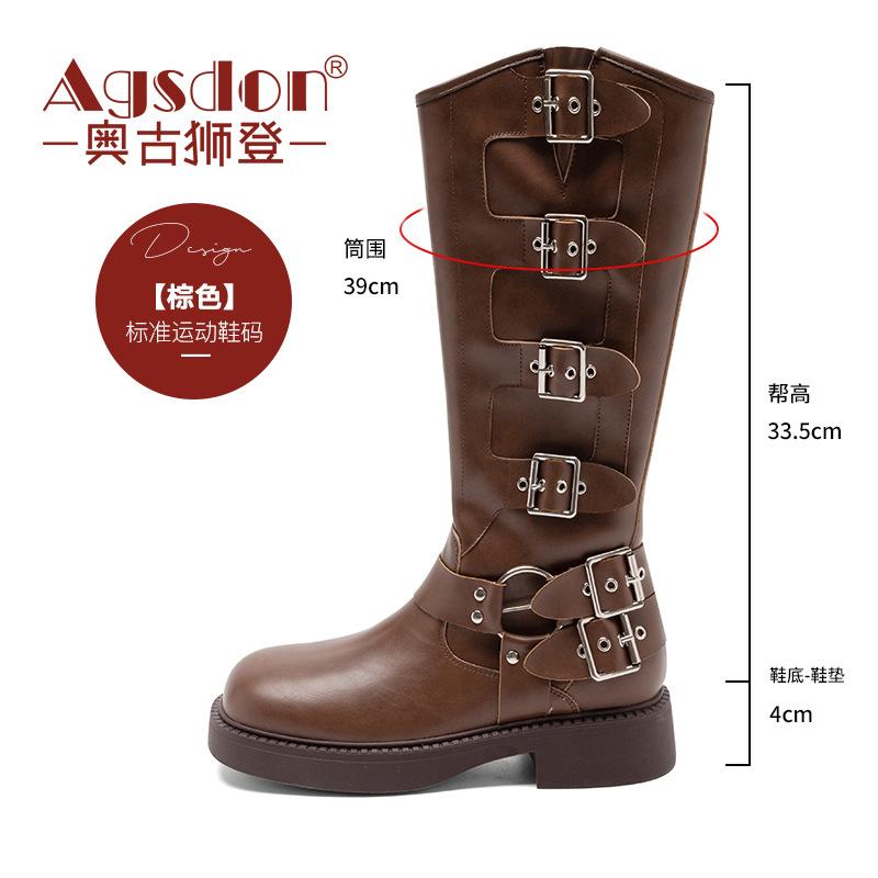 Augustine Stiefel Damen 2025 neu Herbst und Winter Western Cowboy Stil Retro Britische Mode Street Ritterstiefel