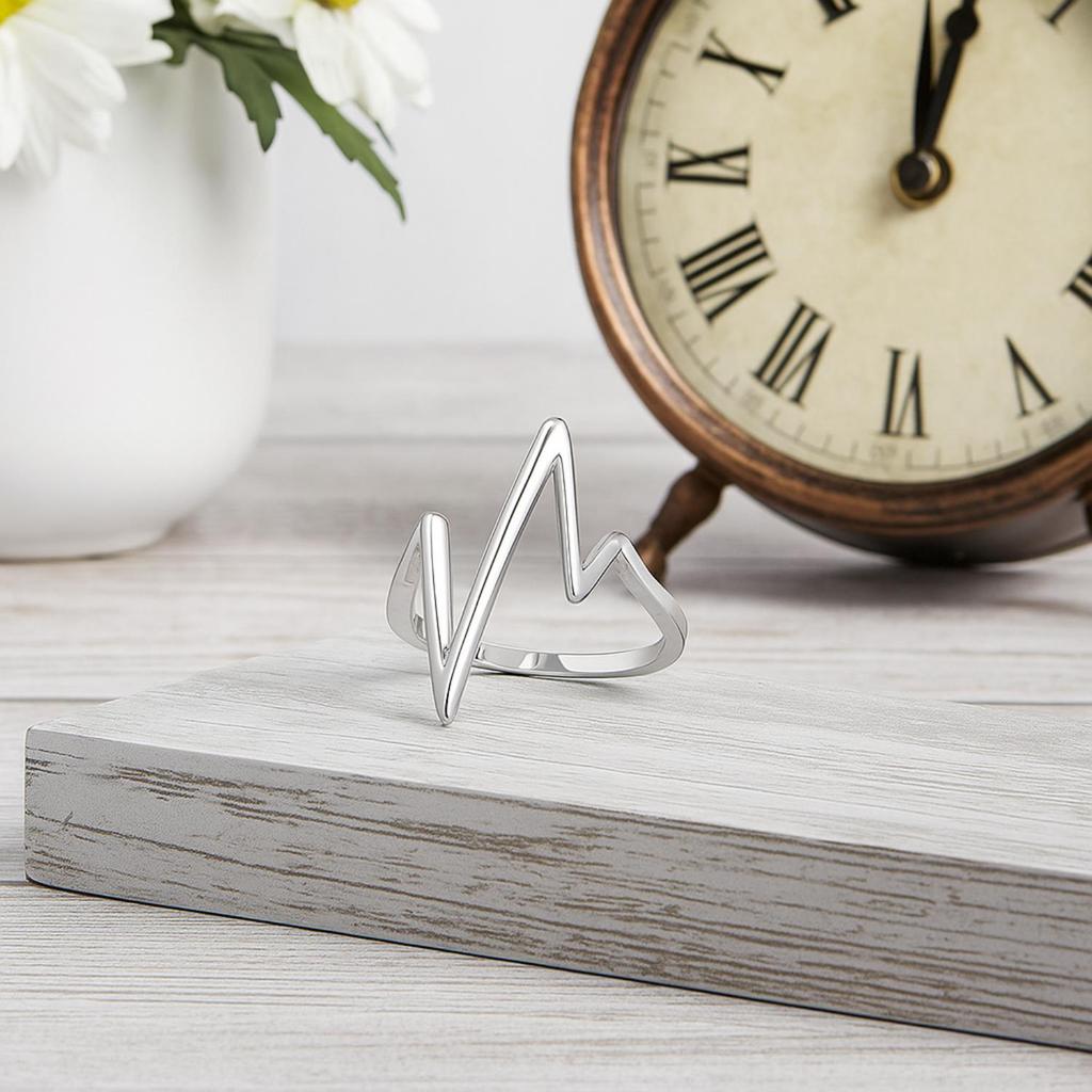 925 Sterling Silver Heart Lifeline Women Ring