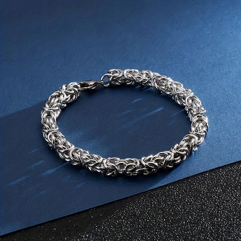Men's Silver Bracelet 21 Cm Braided Massive Weave Surgical Steel