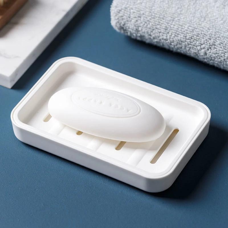 Simple Household Bathroom Plastic Soap Box Drain Creative Large Double Layer Thickened Shelf Dispenser Soap Rack Dish Plate Case