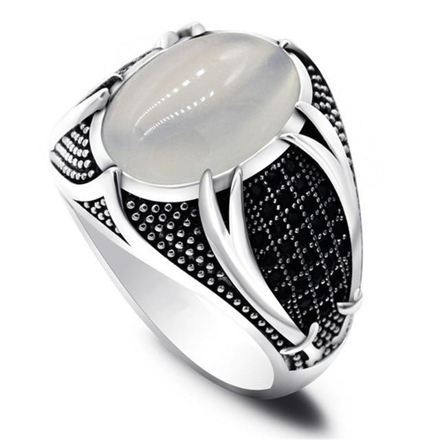 30 Styles Vintage fait à la main turc chevalière pour hommes femmes antique argent couleur noir Onyx pierre Punk anneaux bijoux religieux