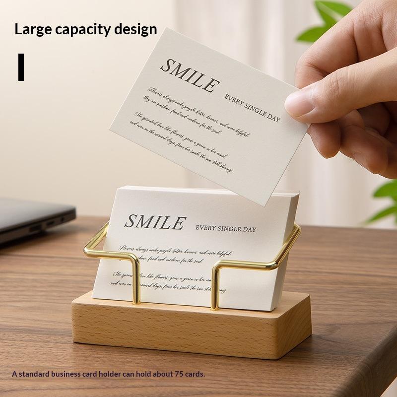 1Pcs Wooden Business Card Display Stand Wood Business Card Holder For Desk Postcard Holder Office Home Desktop Accessories
