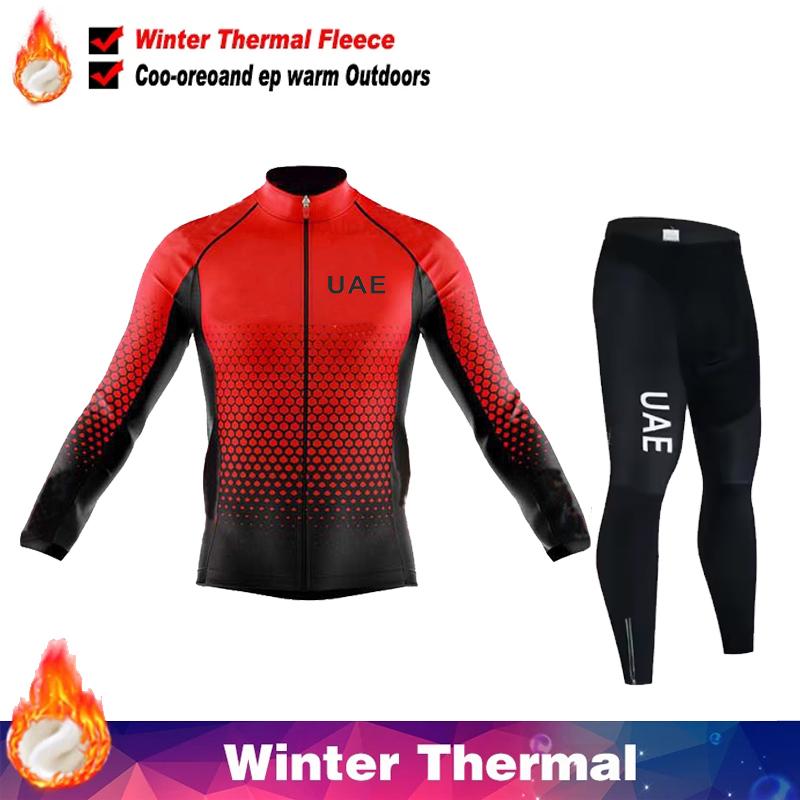 2026 UAE Fleece Cycling Jersey Men Mtb Male Clothing Man Clothes Men's Bike Winter Thermal Mens Bicycle Pants Set Suit Outfit