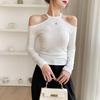 Autumn/Winter One-Shoulder Halter Slimming Long-Sleeve Women's Shirt