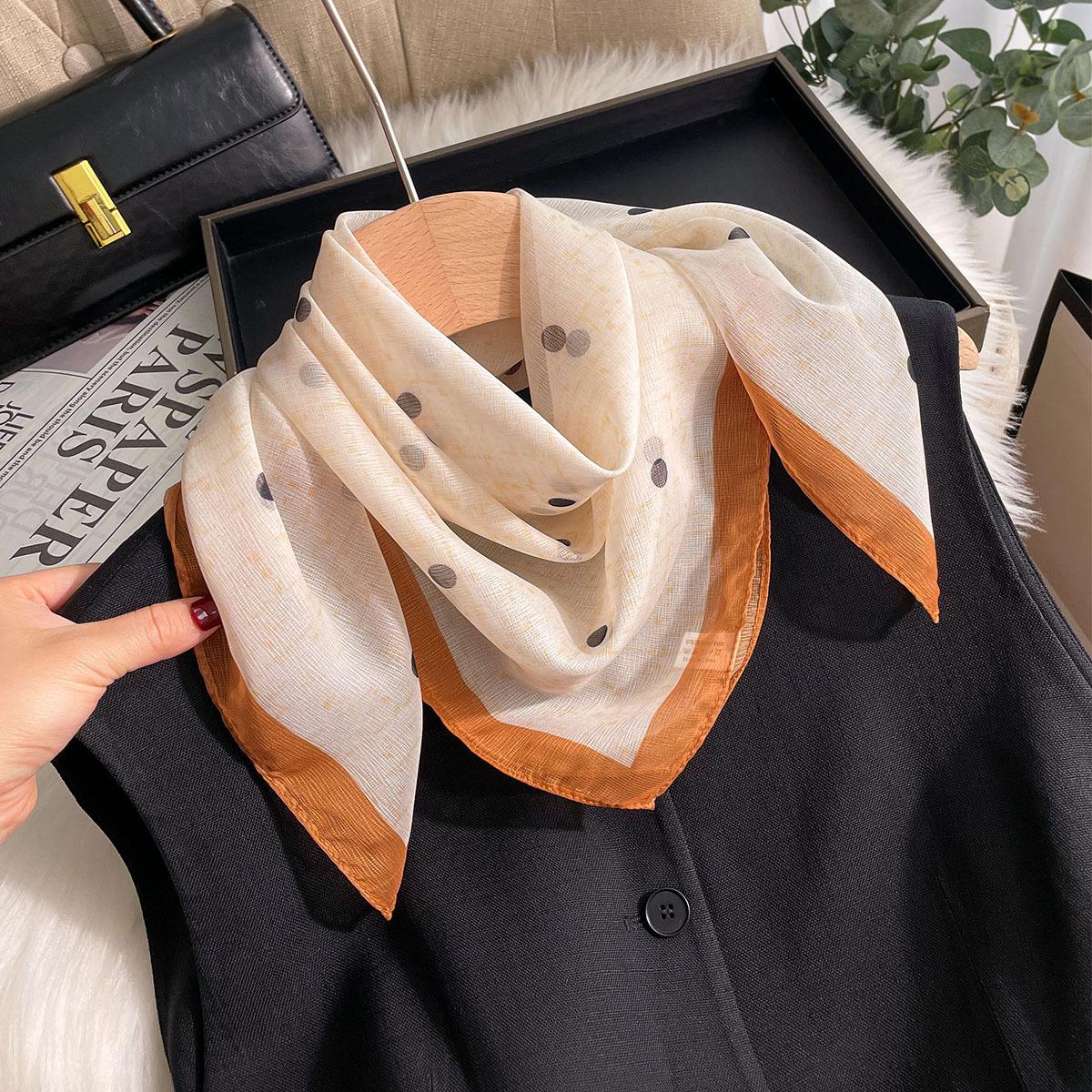 1Pc Fashionable Bandana Neckerchief 70Cm Temperament Square Scarf Women SpringSummer Soft Satin Scarf Hijab For Travel Beach