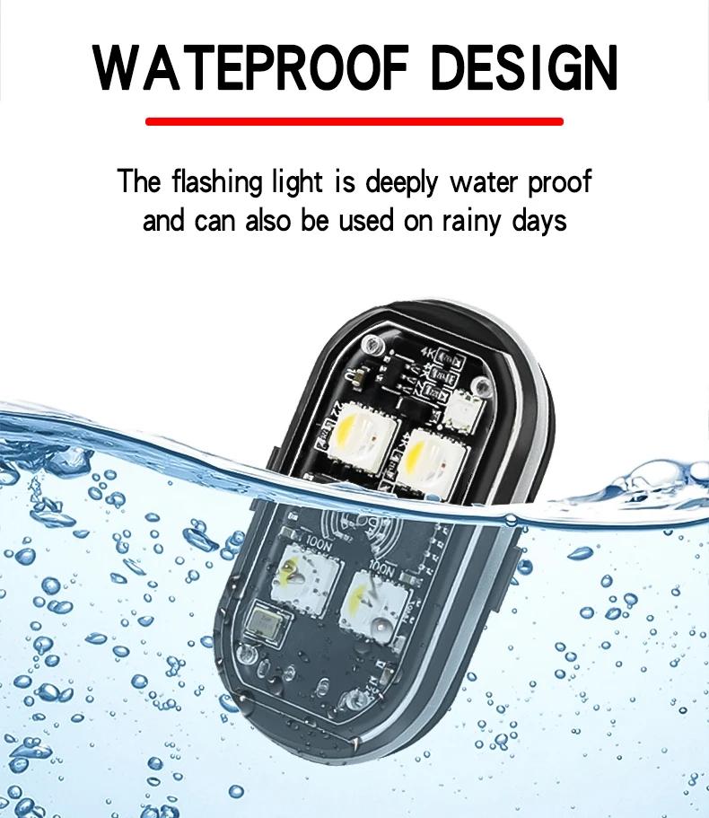 RGB LED Strobe Light for Car Motorcycle Universal Wireless Remote Warning Decor Lamp R Indicator USB Rechargeable 8 Colors