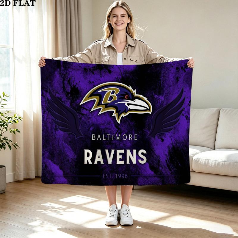 Koc flanelowy z nadrukiem Baltimore Ravens Wysokiej jakości Ciepły Komfortowy Pokrowiec na wszystkie pory roku Idealny na prezenty Wystrój domu