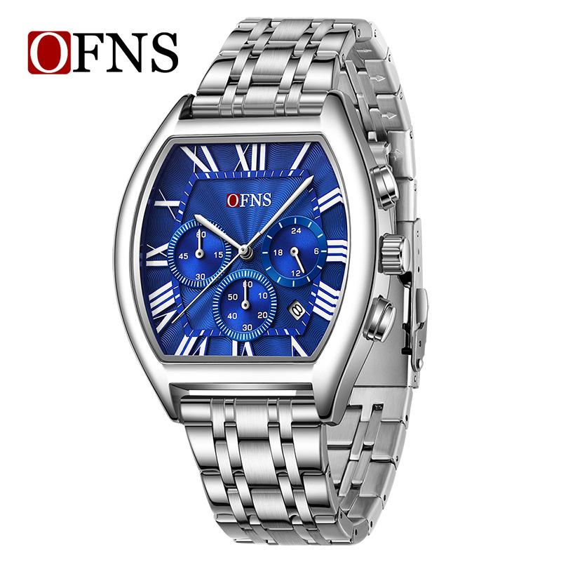 Men's Business Leisure Watch Date Chronograph Steel Quartz Wristwatches Strip Zinc Alloy Case Tempered Glass Mirror