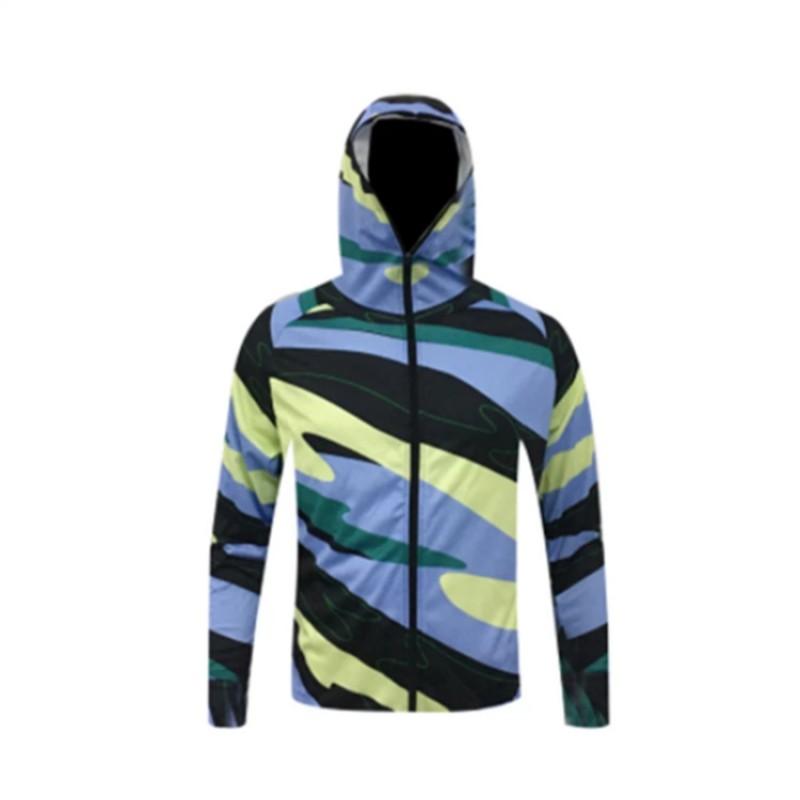 Mens Long Sleeve Hooded Fishing Shirt UV Protection Breathable Quick Dry Outdoor Sportswear