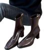 Fashion New Style Fashion Women's Vintage High Heels Women Ankle Boots Fashion Square Toe Short Booties Autumn Winter Ladies Shoes Boots