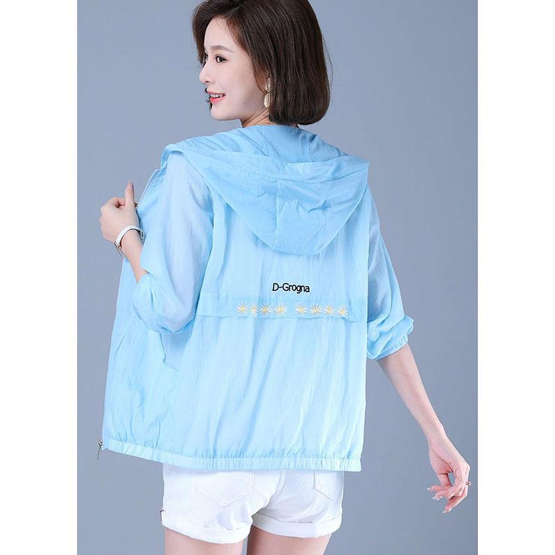 Hooded Thin Jacket Women's Sunscreen Clothing Long Sleeved Breathable Short Coat Daily Simple Casual Summer