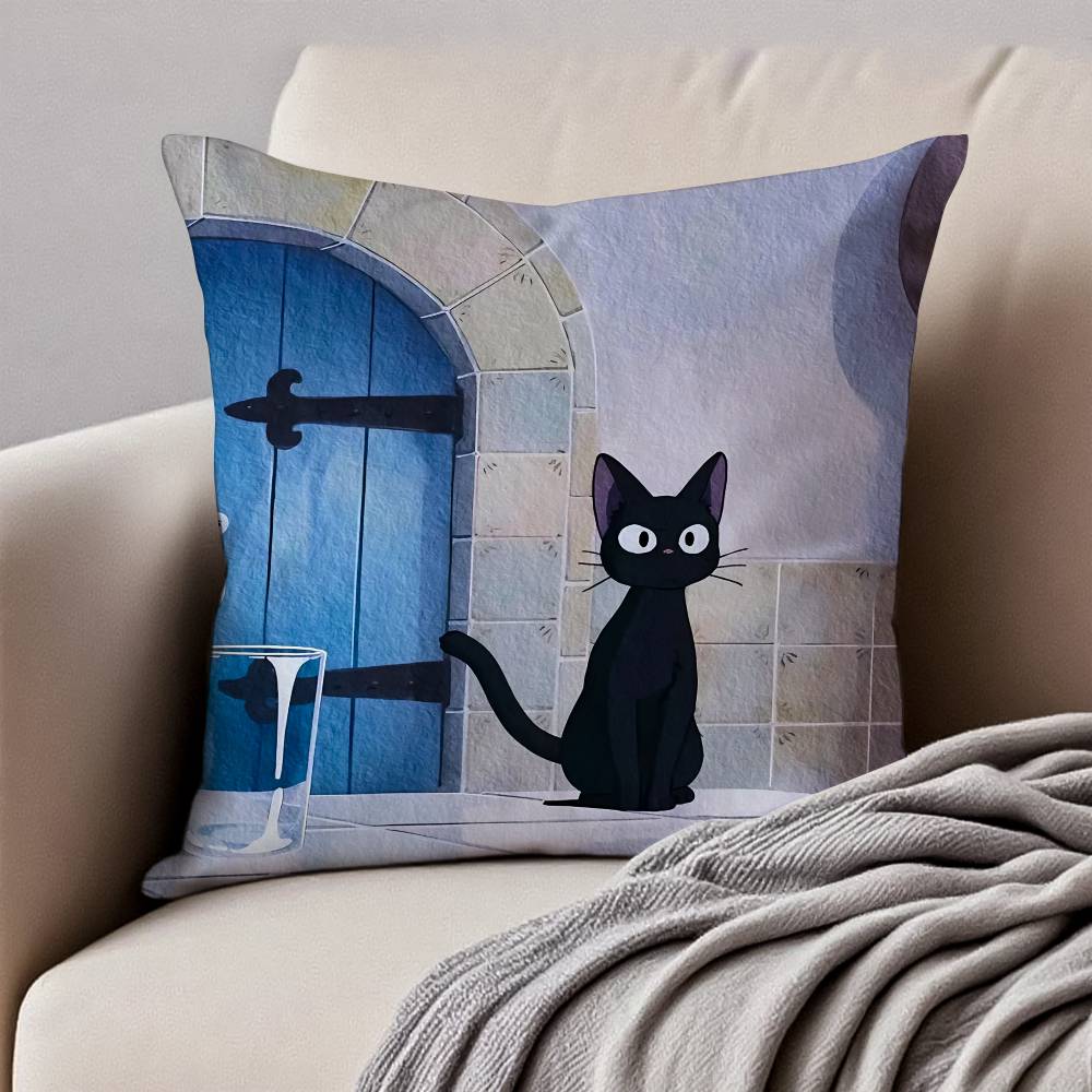 Cute Cat J-Jiji Pillow Case Anti-dustmite Pillowcase Invisible Zipper Silky Short Plush Sofa Cushion Cover