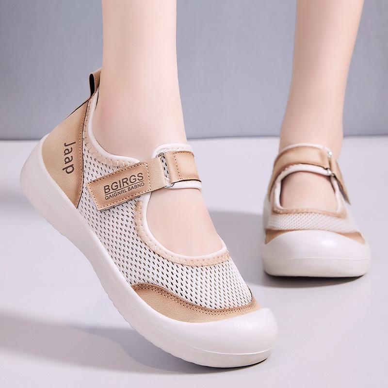 Schuhe Damenschuhe sind vielseitig Sommer neue Polyurethan Freizeitschuhe atmungsaktiv Klettverschluss Damenschuhe weiche Sohlen sind nicht müde