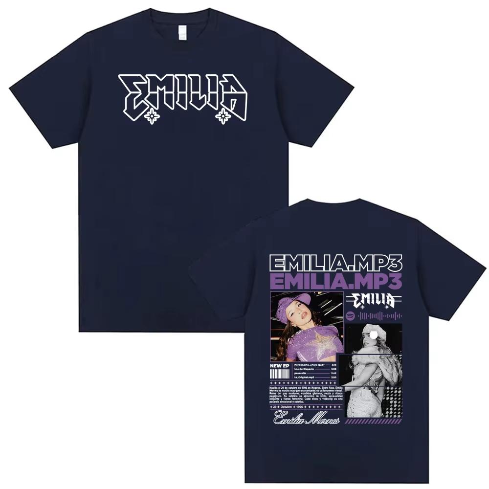 

Футболка с графикой тура певицы Эмилии Мернес в формате MP3, модная уличная футболка в стиле хип-хоп, мужская и женская, высокое качество, комфорт, топы, хлопковые футболки 4XL