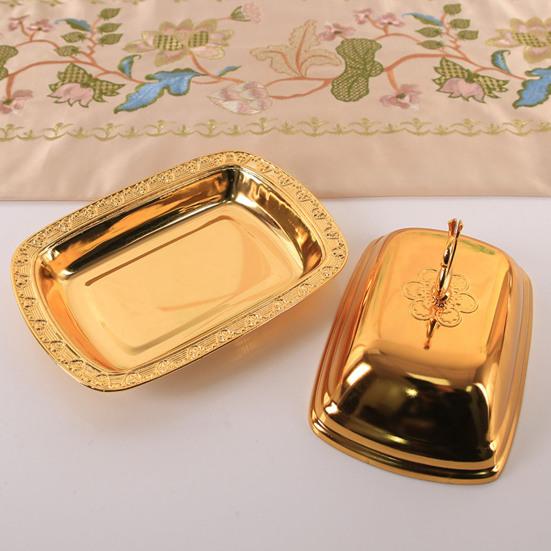 Food Container with Lid Dustproof Stainless Steel Butter Dish Box Serving Tray Hotel Supplies