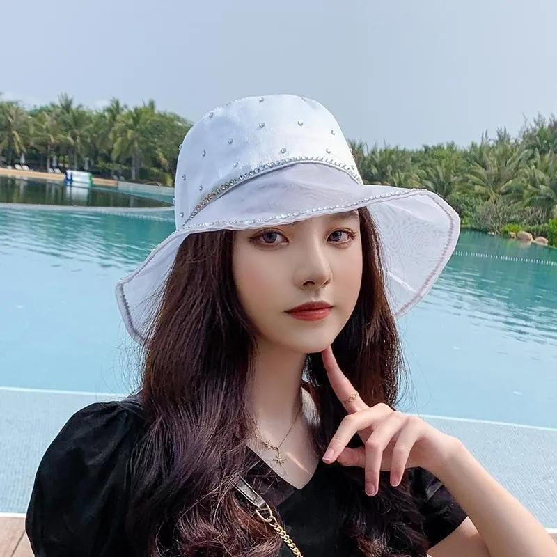 

WTEMPO Однотонные женские весенне-летние шляпы от солнца, универсальные, дышащие, складные, пляжные, солнцезащитные шляпы-ведра 1pc белый