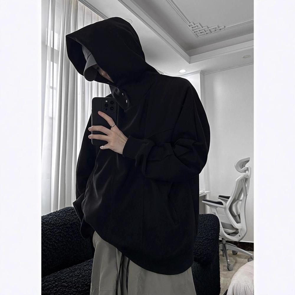 Мужская осенняя новая свободная парная утолщенная повседневная куртка с капюшоном XXXL чёрный