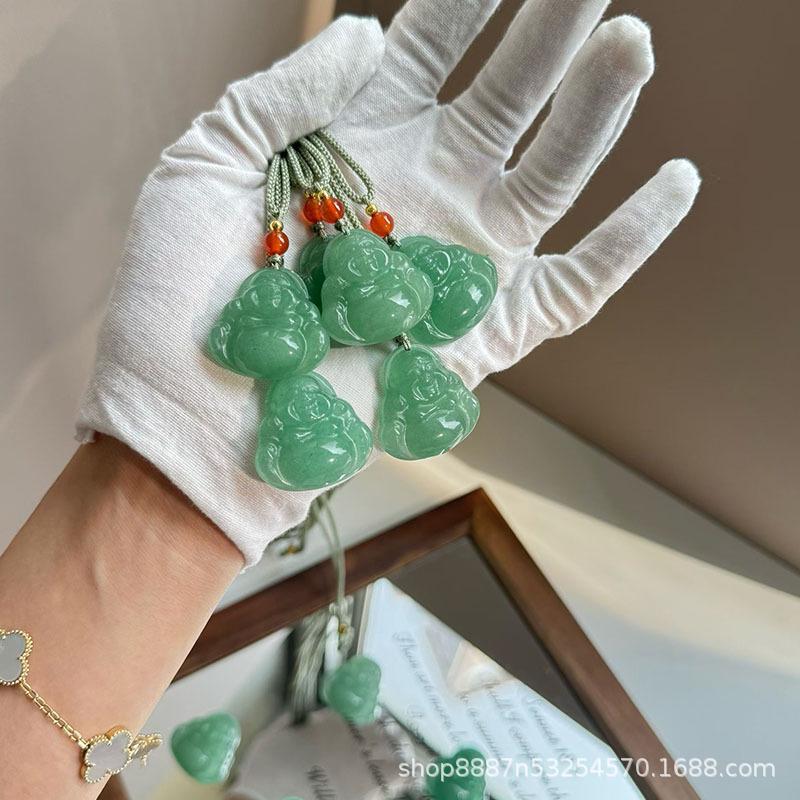 Natural Green Aventurine Laughing Buddha Pendant Necklace: Elegant Women s Jewelry