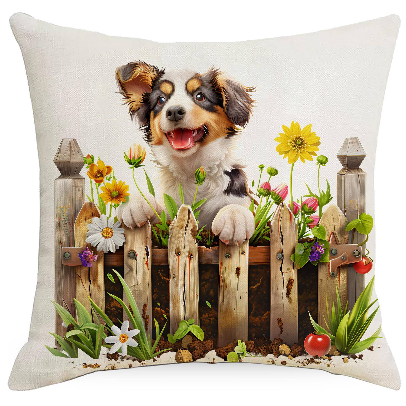 

Весна Ферма Животное Корова Кролик Собака Наволочка Домашнее Украшение Балкон Подушка Украшение Пасторальный 45 * 45Cm