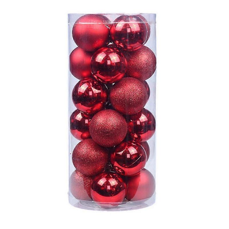 24 kusů 3cm nerozbitných vánočních ozdob na stromeček, svatbu, narozeninovou oslavu-červené 3CM