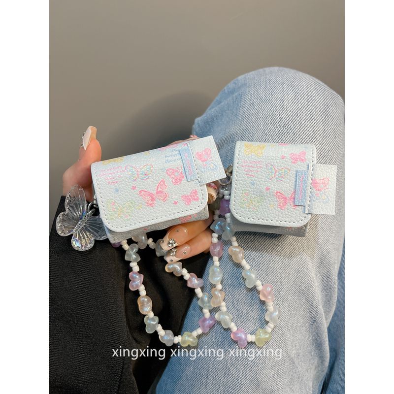 

INS Korean style Leather Color Butterfly for Airpodspro Protective Case Apple Bluetooth Airpods3 Earphone Case 2 Generation airpods4 Leather Color Butterfly [single shell]]