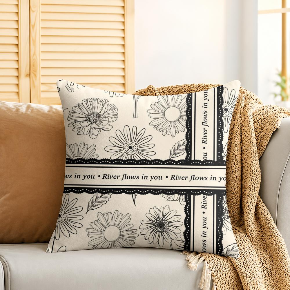 Beautiful Retro Flowers Cushion Cover Silky Short Plush Invisible Zipper Dustproof Sofa Pillow Case For Home Decor