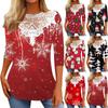 Women's Long Sleeve Tunic Loose  Top Pleated Tunic Button Casual Retro Print Lace T-Shirt Tops