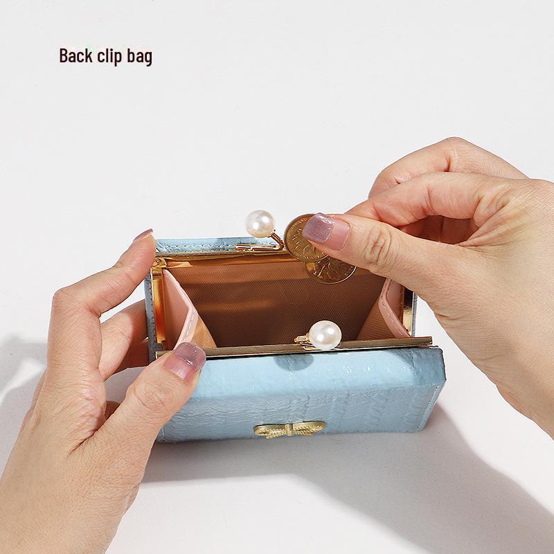 Korean Style Women's Tri-fold Wallet - Cute Cartoon Butterfly Card Holder