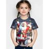 Round Neck 3D Christmas Theme Printed Short Sleeved Children's Girl T-shirts - Soft Medium Stretch Polyester Fabric Summer Relaxed Fit Clothing