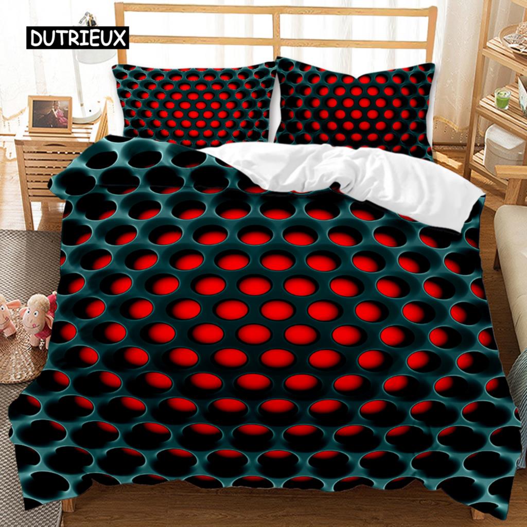 Honeycomb Hole Duvet Cover Set, Geometric Print Twin Bedding Set, Stereoscopic Dense Hole Warmly Queen Size Qulit Cover
