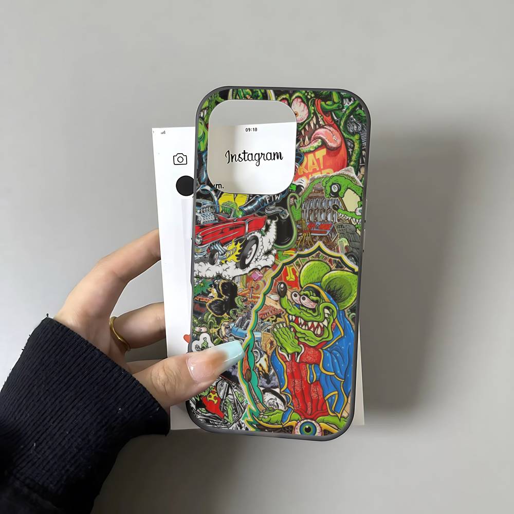 Funny Rat Fink For IPhone 15 16 17 14 13 12 11 Pro Max 16E 16 Plus 17 Air Corrugated Shockproof Phone Cover