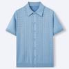Men's Summer Knit Shirts Short Sleeve Button Down Polo Shirt Beach Knitted Casual Shirt Tops Breathable Lightweight Vacation Vintage Shirts for Male