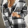 Women Fall Winter Sweater Coat Hooded Drawstring Twisted Pattern Contrast Color Thick Knitted