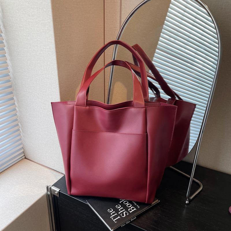 

Вместительная сумка-тоут, женская новая простая и универсальная сумка через плечо, высококлассная повседневная рабочая сумка для поездок на работу бордовый