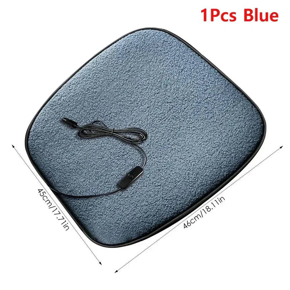 Winter Heated Car Seat Cover Heated Cushion USB Charging Office Heated Seat Cushion Warm Pad Lambswool Heating Warmer Cushions