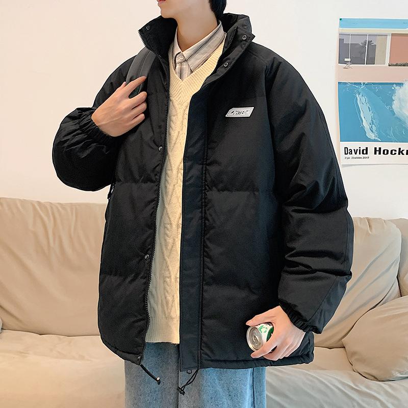 

Men s and women s 2025 new loose and thickened stand-up collar couple s cotton-padded clothes couple s cotton-padded clothes M чорний