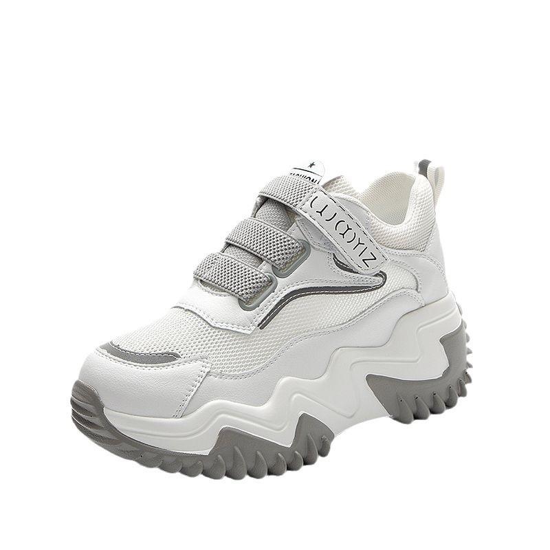 Little White Shoes Dad Breathable Shoes Women's Thick Soles 2025 New Summer Sports and Leisure Small Height Women's Shoes Shock Absorption