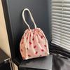 Corduroy Strawberry Bucket Bag Casual Tote Bag Chic Hobo Bag for Women Everyday College Travel