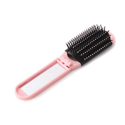 Portable Travel Foldable Comb Anti-static Massage Comb with Mirror Girls Styling Small Folding Brush Special for Real Hair Wigs