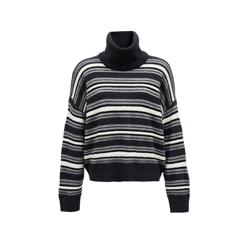 VEROMODA Women's Color Block Striped Knit Sweater with Scarf Detail