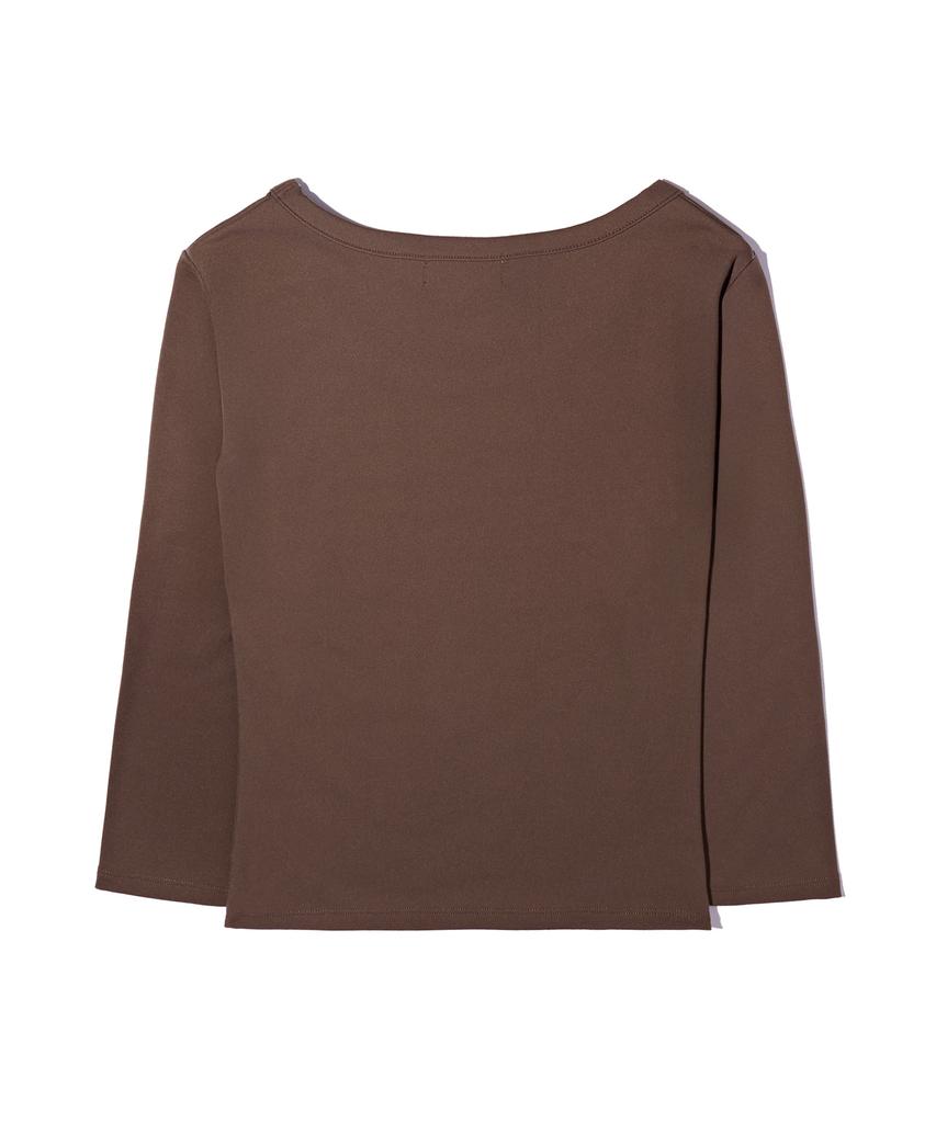 YOUHEE Basic U-Neck Quarter Sleeve Brown