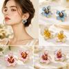 High-End Finish Oil Drop Flower Earrings Retro Enamel Flower Petal Earrings  Wedding Party