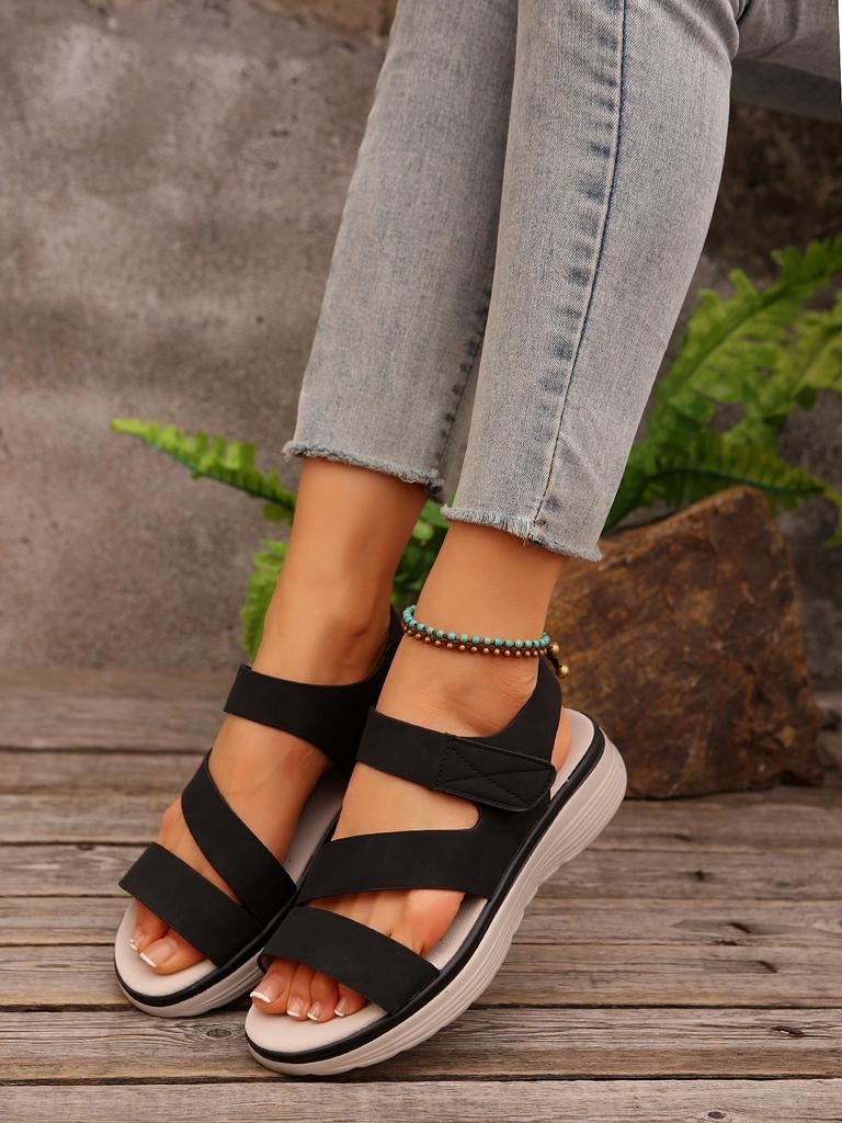 New 2025 European and American sandals women's casual and light large size retro wedge heel comfortable sandals