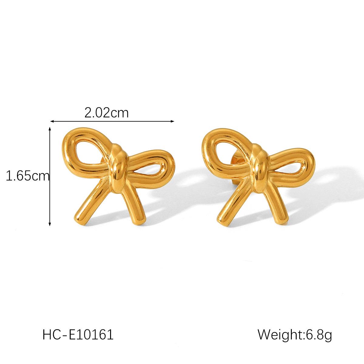 

Titanium Steel Bow Ear Studs, 18K Gold Stainless Steel Butterfly Pearl Earrings, High-end Ear Jewelry