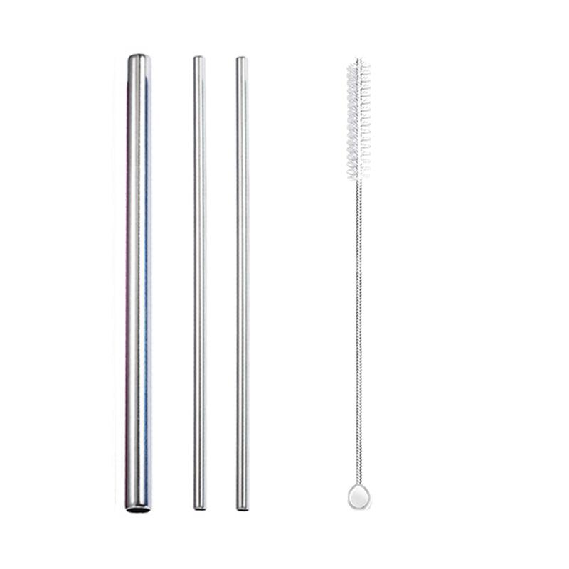3Pcs Rainbow Color Reusable Metal Straws with Cleaning Brush 304 Stainless Steel Drinking Straws for Smoothie Milkshake Drinks
