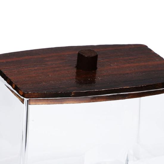 Storage Box with Bamboo Lid Dustproof Moisture Resistant Clear Acrylic Container Cotton Swabs Dental Floss Jewelry Organizer